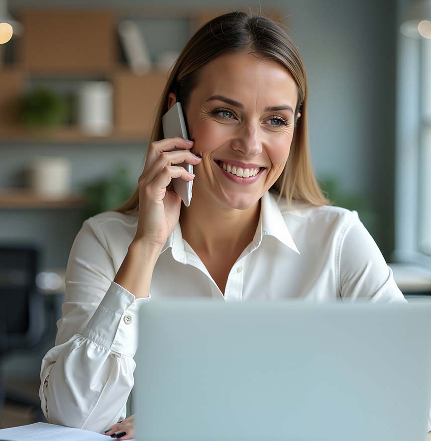 Patient calling Ethos Advanced Dental Care to book a dental crown appointment